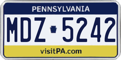 PA license plate MDZ5242