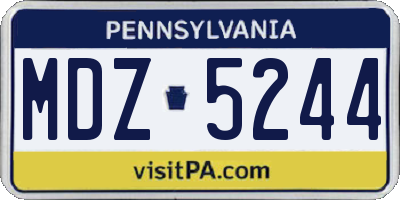 PA license plate MDZ5244