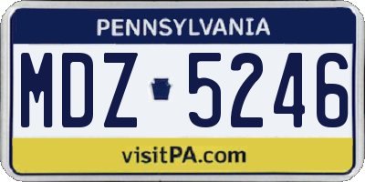 PA license plate MDZ5246