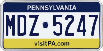 PA license plate MDZ5247