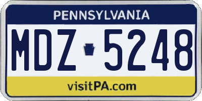 PA license plate MDZ5248