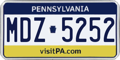 PA license plate MDZ5252