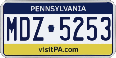 PA license plate MDZ5253