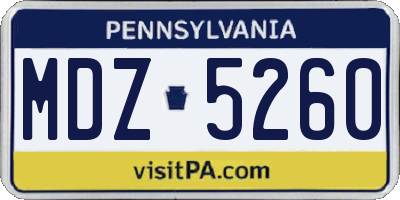 PA license plate MDZ5260