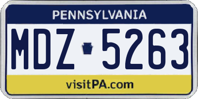 PA license plate MDZ5263