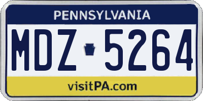 PA license plate MDZ5264