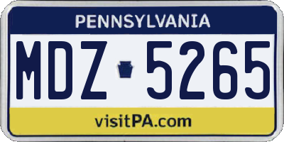 PA license plate MDZ5265