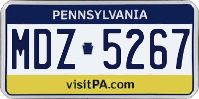 PA license plate MDZ5267