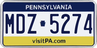 PA license plate MDZ5274