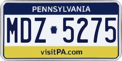 PA license plate MDZ5275
