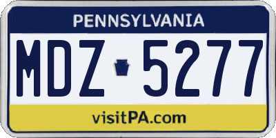 PA license plate MDZ5277