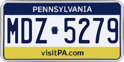 PA license plate MDZ5279