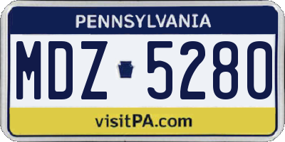PA license plate MDZ5280