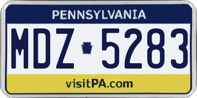 PA license plate MDZ5283