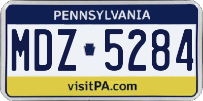 PA license plate MDZ5284