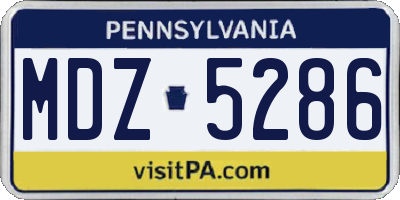 PA license plate MDZ5286