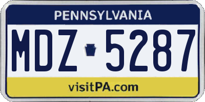 PA license plate MDZ5287