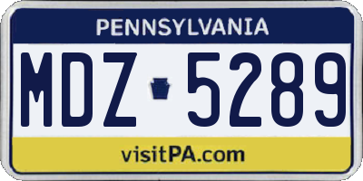 PA license plate MDZ5289