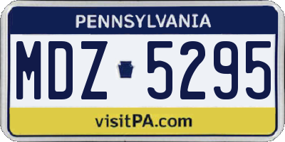 PA license plate MDZ5295