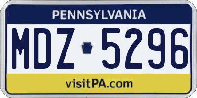 PA license plate MDZ5296