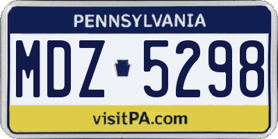 PA license plate MDZ5298