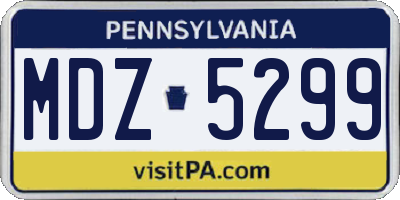 PA license plate MDZ5299
