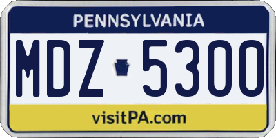 PA license plate MDZ5300