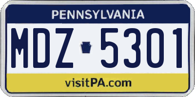 PA license plate MDZ5301