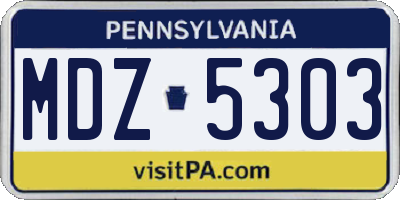PA license plate MDZ5303