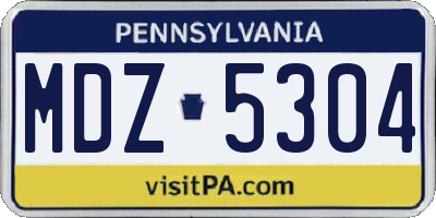 PA license plate MDZ5304