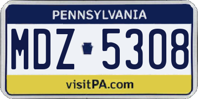 PA license plate MDZ5308