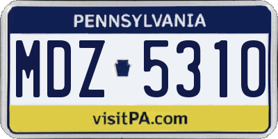 PA license plate MDZ5310