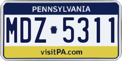 PA license plate MDZ5311