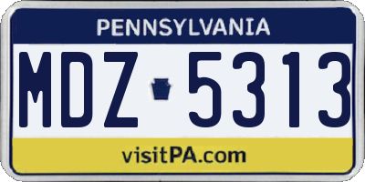 PA license plate MDZ5313