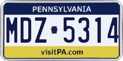 PA license plate MDZ5314