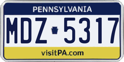 PA license plate MDZ5317