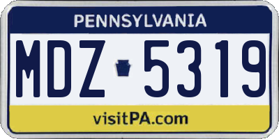PA license plate MDZ5319