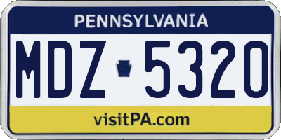 PA license plate MDZ5320