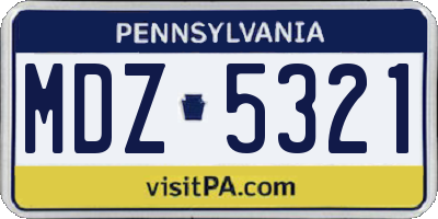 PA license plate MDZ5321