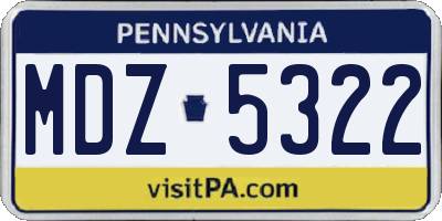 PA license plate MDZ5322