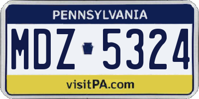 PA license plate MDZ5324