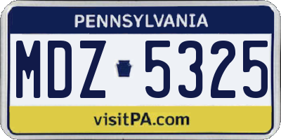 PA license plate MDZ5325