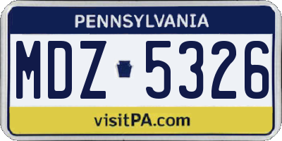 PA license plate MDZ5326