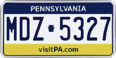 PA license plate MDZ5327