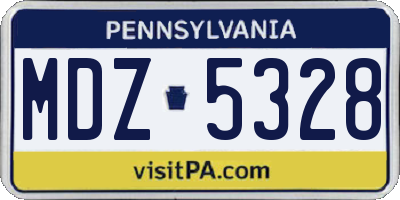 PA license plate MDZ5328