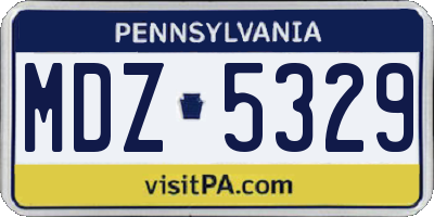 PA license plate MDZ5329