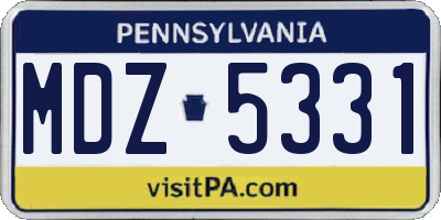 PA license plate MDZ5331