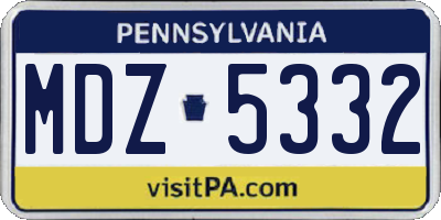 PA license plate MDZ5332