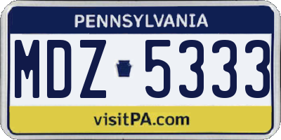 PA license plate MDZ5333