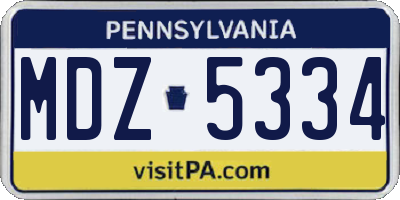 PA license plate MDZ5334